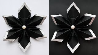 Amazing Paper Black amp Silver FLOWER  Modular Origami Tutorial DIY [upl. by Baird235]