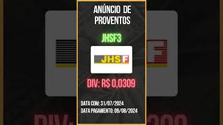 Anúncio de Proventos  JHSF  JHSF3 [upl. by Ferino]