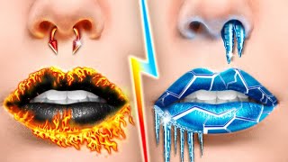 DEFI 🔥CHAUD VS 🥶FROID  Fille Glace VS Garçon Feu  Astuces CUISINE Extrêmes🌶 par 123 GO CHALLENGE [upl. by Attenwahs973]