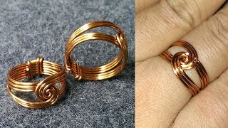 How to make wire twisted round ring  handmade copper jewelry 132 [upl. by Odrahcir]