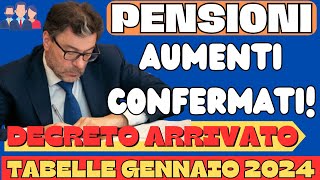 PENSIONI AUMENTI CONFERMATI ECCO DI QUANTO AUMENTANO LE PENSIONI DA GENNAIO RIVALUTAZIONE 2024 [upl. by Atilahs]