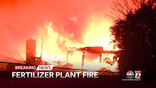 Burning chemicals from WinstonSalem fertilizer fire causes low air quality concerns [upl. by Tnilk]