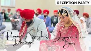 Reception Party Parminder Singh Dhaliwal amp Jagmeet Kaur Brar [upl. by Nehtanhoj]