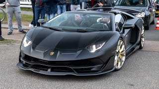 Novitec Lamborghini Aventador SVJ Roadster  CRAZY Accelerations Revs amp Flames [upl. by Aneloc]