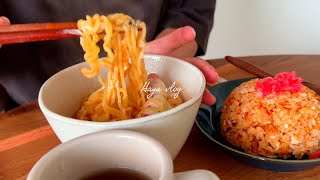 67『すき焼き』を食べて体力をつける晩ごはん  簡単な作り置き5品  キムチ炒飯と辛ラーメンでお昼ご飯。 [upl. by Marci]