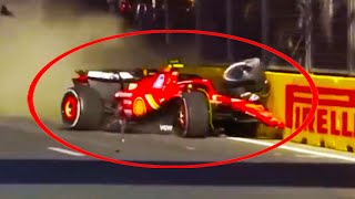 Carlos Sainz Sergio Perez crash accident at Azerbaijan Grand Prix on penultimate lap  Formula 1 [upl. by Jewell40]