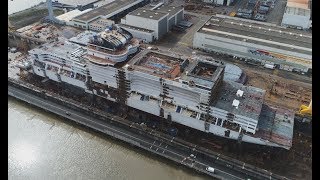 4K  MSC Bellissima under construction at Chantiers de l’Atlantique St Nazaire  March 2018 [upl. by Syck313]