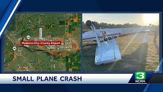 Pilot injured after small plane crashes in Modesto officials say [upl. by Ycart415]