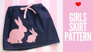 How to sew Childrens clothes  FREE childrens sewing pattern  girls skirt [upl. by Atinrev]