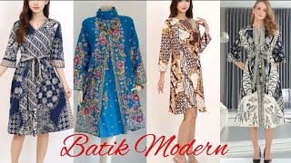 35 MODEL BAJU BATIK MODERN TUNIK BATIK DAN ATASAN BATIK [upl. by Gronseth]