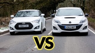 Car Battle Mazda3 MPS vs Hyundai Veloster Turbo [upl. by Ayotac]