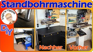 Neuer Unterschrank für die Standbohrmaschine mit Platz für den Abricht und Dickenhobel  IngosTipps [upl. by Yleik920]