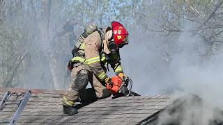 Drumright Fire Department Vertical Ventilation on a House Fire [upl. by Costin]