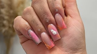 3D French Acrylic Nails  Airbrush Acrylic Nails  Watch Me Work [upl. by Aleafar]