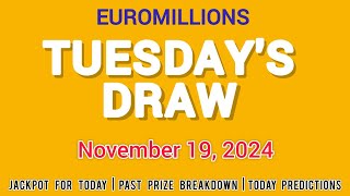 The National Lottery EuroMillions Live for Tuesday 19 November 2024 [upl. by Isahella]