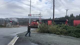 CN 100 LEADER CN 845 GRAIN TRAIN  MISSION BC CANADA 26OCT24 CN 100 ES44AC 3880 LEADING [upl. by Celina]