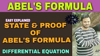 ABELS FORMULA  ABELS FORMULA DIFFERENTIAL EQUATIONS [upl. by Camella]