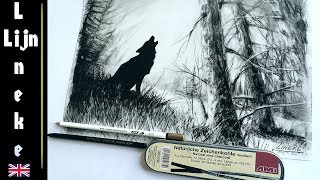 Easy WOLF for beginners Charcoal drawing [upl. by Grand]