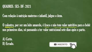 Questão de Nutrição QUADRIX SES DF 2021 [upl. by Marfe]