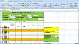 Excel  Zeiterfassung Wochentage bedingt formatieren [upl. by Amando]