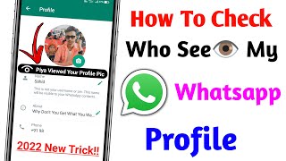 How To Check Who See My Whatsapp Profile DP 2022  Who Viewed My Whatsapp Profile  Whatsapp [upl. by Alford]