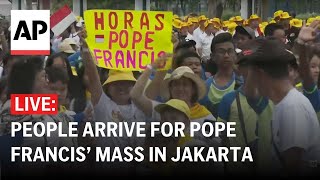 LIVE People arrive for Pope Francis’ Mass at Jakarta stadium in Indonesia [upl. by Cailly]