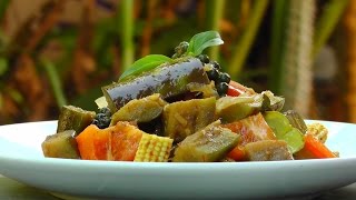 Vegan Vegetarisches Thai Rezept Pad Peht  rotes Auberginen Curry [upl. by Nickie]