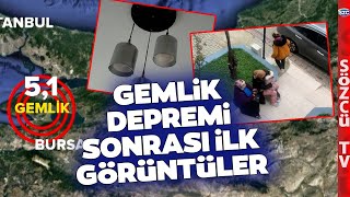 Gemlikte 51 Büyüklüğündeki Deprem Anı Böyle Görüntülendi Halk Sokağa Döküldü [upl. by Relyt]