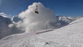 Skiing the start of Lauberhorn Downhill course to the Kernan S bend [upl. by Arabelle483]