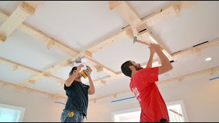 Carpenters Install Coffered Ceiling [upl. by Enniroc186]