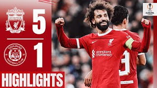 HIGHLIGHTS Liverpool 51 Toulouse  First Endo goal Jota goes solo amp another Salah record [upl. by Seow538]