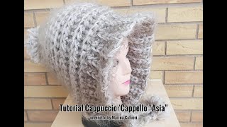 Tutorial uncinetto Cappuccio Cappello Berretto quotAsiaquot [upl. by Boland]