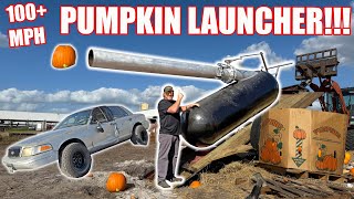 Launching Pumpkins 100MPH At My Crown Vic This Pumpkin Launcher Is No Joke  HUGE ANNOUNCEMENT [upl. by Minsk]