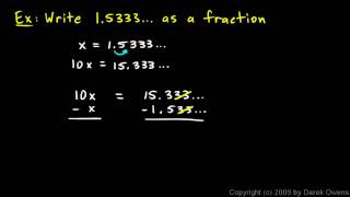 Algebra 1 112d  Converting Repeating Decimals to Fractions  Part 2 [upl. by Chrysler]