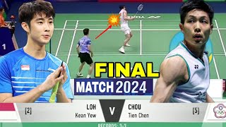 MATCH 2024 FINAL  Loh Kean Yew vs Chou Tien Chen What happen here [upl. by Noirda]