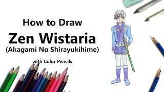 How to Draw Zen Wistaria from Akagami No Shirayukihime with Color Pencils Time Lapse [upl. by Alakim]