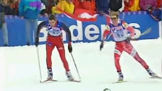 Nordic World Ski Championships Ramsau 1999 Mens Relay Hoffmann AUT vs Alsgaard NOR [upl. by Ayaros]