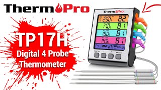 ThermoPro TP17H Digital Meat amp BBQ Thermometer with 4 Temperature Probes Setup Video [upl. by Sheeran]