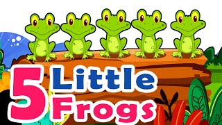 Five Little Speckled Frogs  Nursery Rhymes  5 Little Frogs sitting on a log [upl. by Yaluz868]