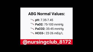 ABG Normal Value ll Arterial Blood Gas trendingshorts nursingofficer ytshorts education video [upl. by Thad]