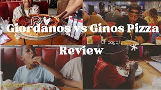 Giordanos Vs Ginos Pizza Review [upl. by Noved864]