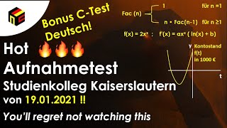 Mathe Aufnahmetest Studienkolleg Kaiserslautern  19012021 [upl. by Jala]