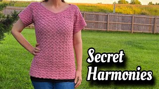 How To Crochet Easy VNeck Top Tutorial  Secret Harmonies [upl. by Malca]