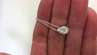 Pear Diamond Halo Pendant Necklace 18K White Gold [upl. by Olimac]