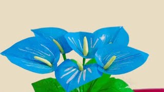 Cara Membuat Bunga Calla Lily Biru Dari Plastik Kresek Bekas  How to Make Blue Calla Lily Flowers [upl. by Naillil21]