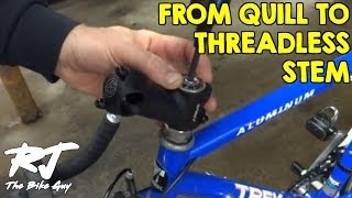 How To Convert Quill Stem To Threadless Stem With Adapter On Vintage Bike [upl. by Anar976]