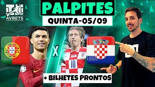 PALPITES E APOSTAS DE FUTEBOL PARA HOJE 05 09 2024  BILHETE PRONTO QUINTAFEIRA [upl. by Wilburt803]