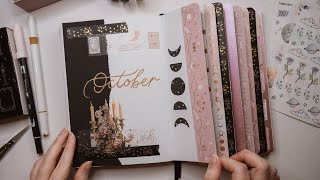 October Witchy Bullet Journal Theme with Waterfall Tabs ✨ Plan With Me  Mystery Journal [upl. by Atinnod]