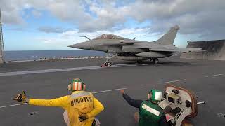 French Rafale fighter jets operate with USS George HW Bush [upl. by Celestine435]