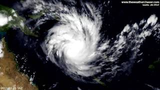 Satellite amp Radar Timelapse  Tropical Cyclone Yasi [upl. by Haridan]